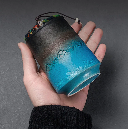 Boîte à thé en céramique vintage étanche artisanale