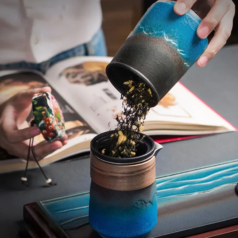 Boîte à thé en céramique vintage étanche artisanale