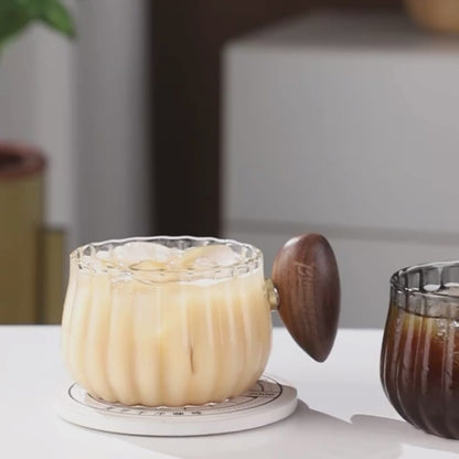 Tasse à thé en verre borosilicate avec anse bois