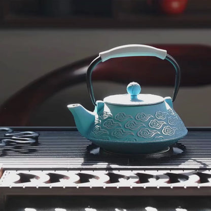 Théière en fonte japonaise émaillée motif nuage