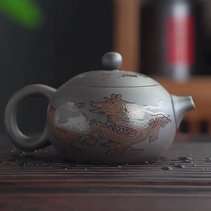 Théière chinoise en argile violette dragon phénix thermoréactifs