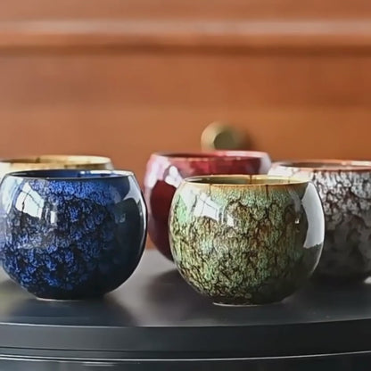 Coffret 5 tasses à thé artisanales en céramique