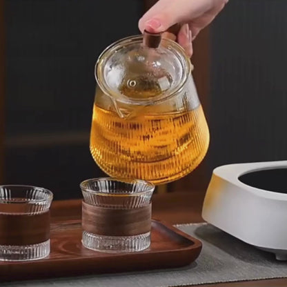 Théière en verre borosilicate couvercle bois