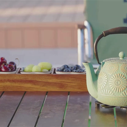 Théière en fonte japonaise motif Sakura émaillée