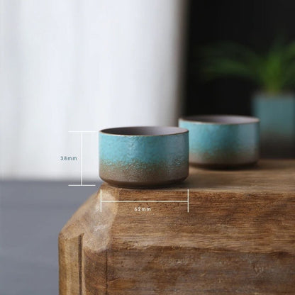 Service à thé céramique vintage 1 théière 4 tasses & boîte à thé