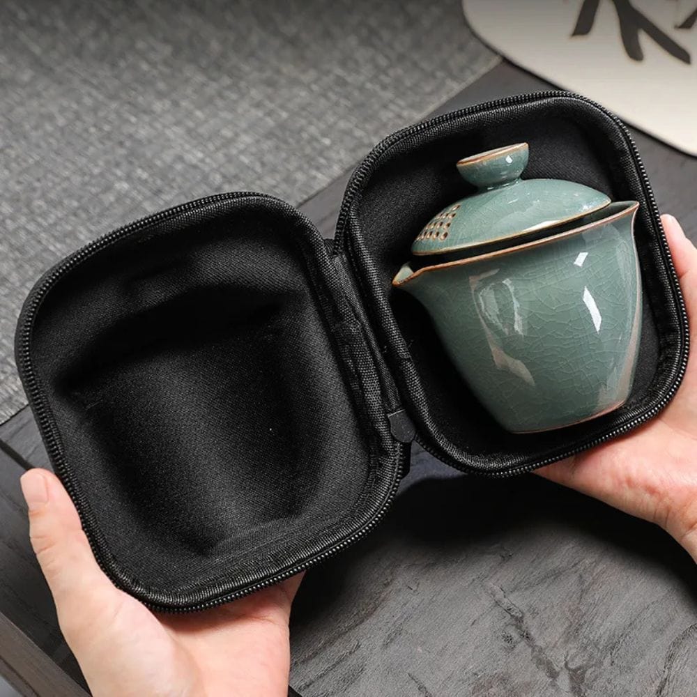 Service à thé chinois Gaiwan 3 tasses en céramique format voyage