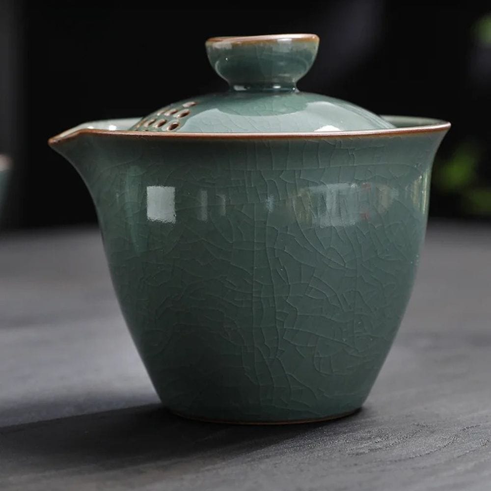 Service à thé chinois Gaiwan 3 tasses en céramique format voyage