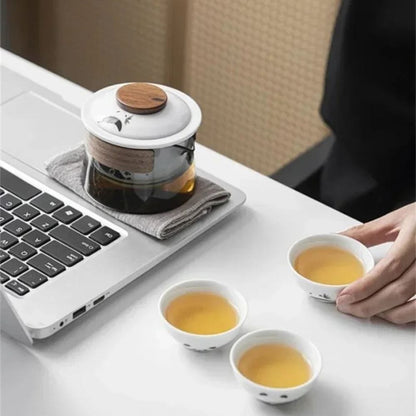 Service à thé de voyage 1 théière & 3 tasses avec pochette nomade