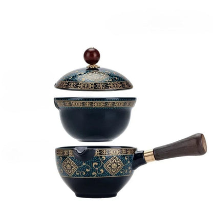 Service à thé de voyage en céramique style Kung Fu compact