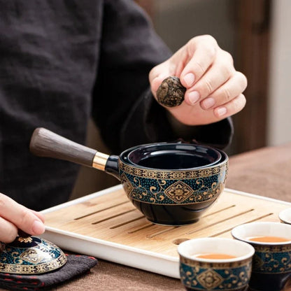 Service à thé de voyage en céramique style Kung Fu compact