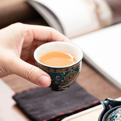 Service à thé de voyage en céramique style Kung Fu compact