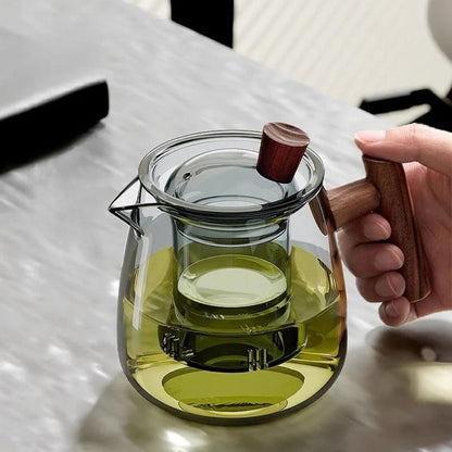 Service à thé en verre & noyer théière 530 ml avec plateau Kung Fu