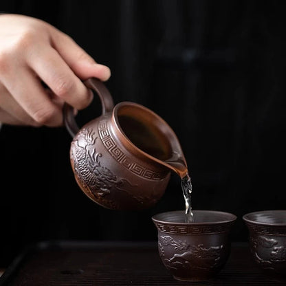 Service à thé Kung Fu en porcelaine théière semi-automatique 6 personnes