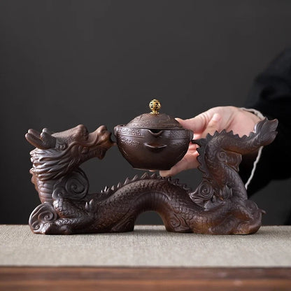 Service à thé Kung Fu en porcelaine théière semi-automatique 6 personnes