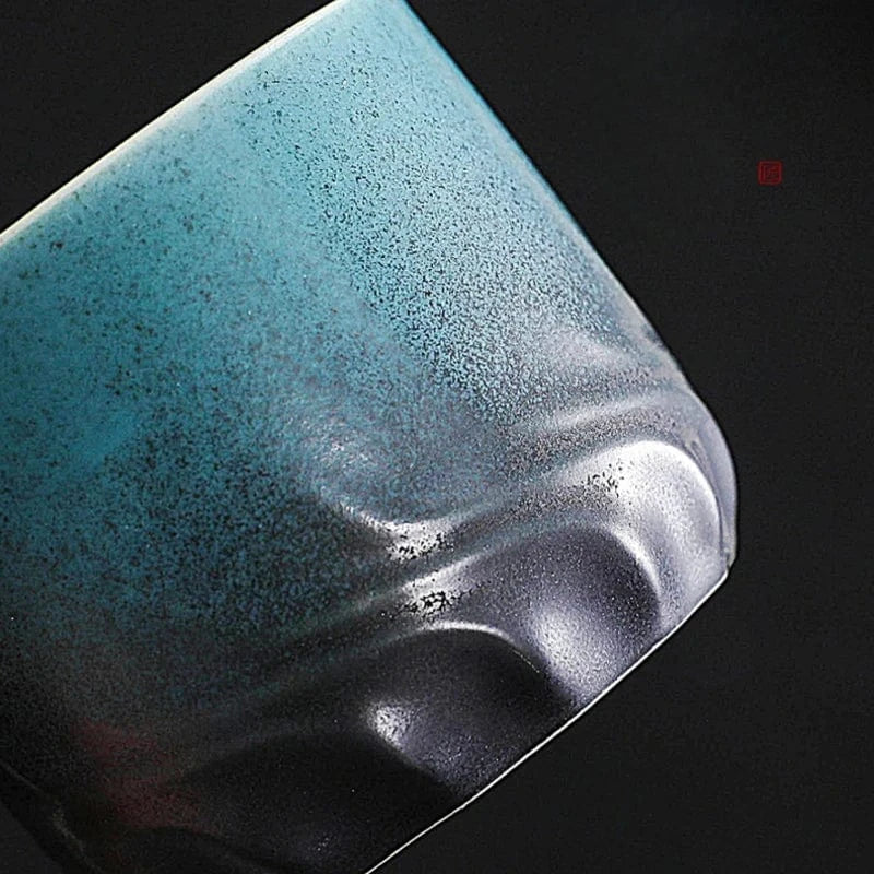 Tasse à thé artisanal vintage avec anse en bois Céramique style wabi-sabi