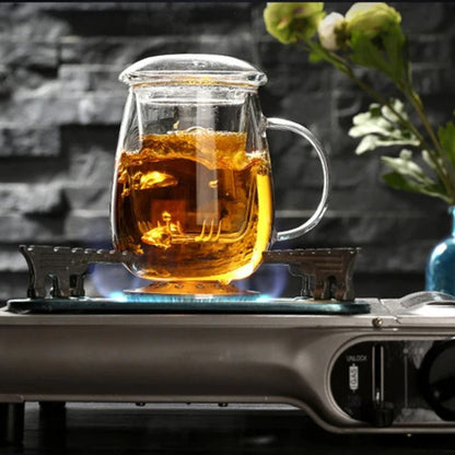 Tasse à thé chinois en verre avec filtre & couvercle 380 ml / 550 ml