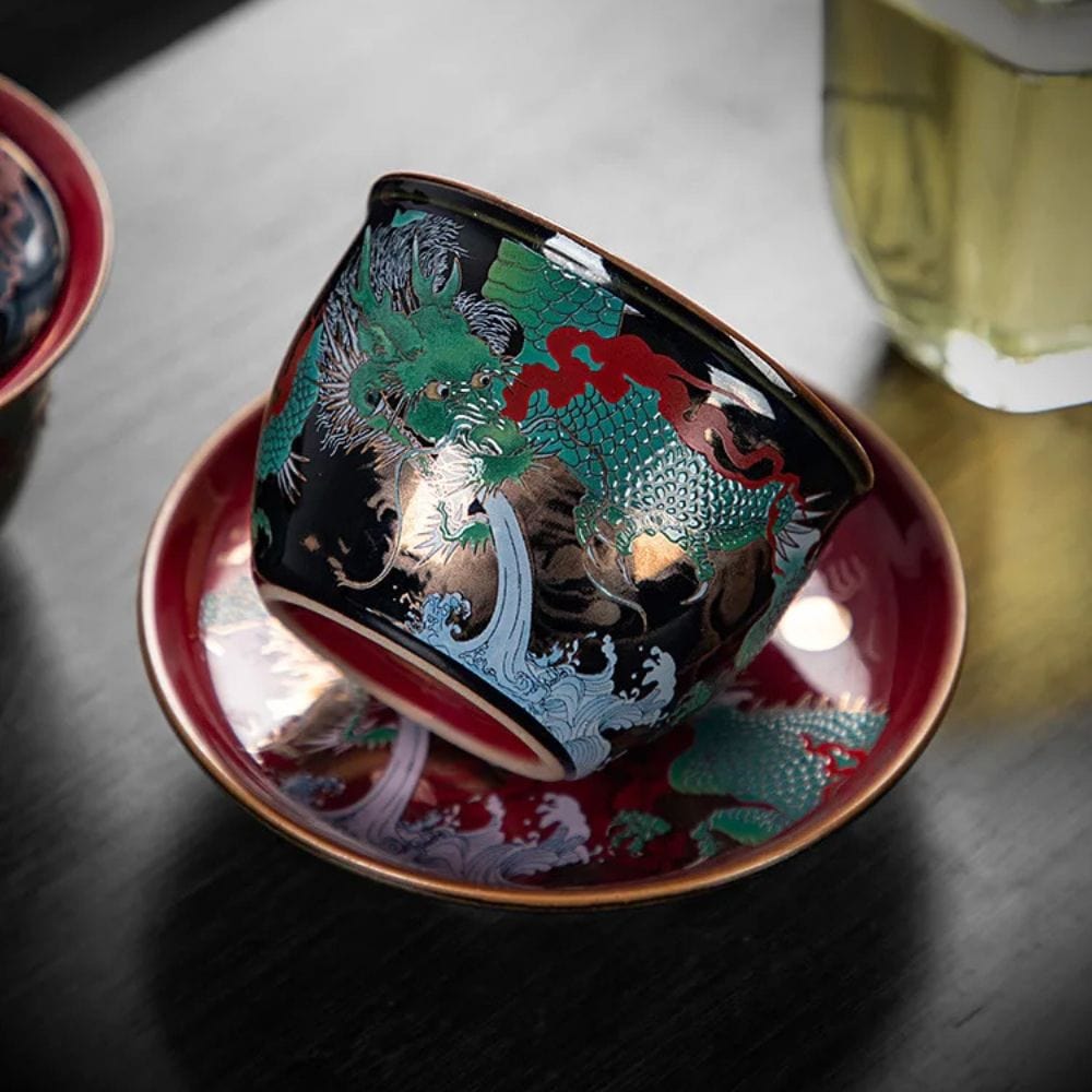 Tasse à thé chinoise Dragon en verre émaillé 100 ml