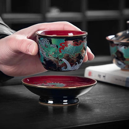 Tasse à thé chinoise Dragon en verre émaillé 100 ml