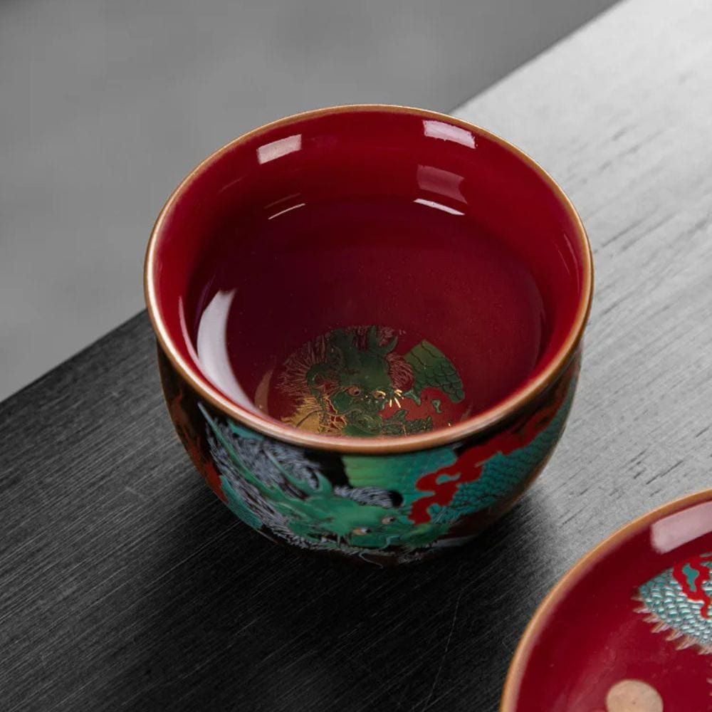 Tasse à thé chinoise Dragon en verre émaillé 100 ml