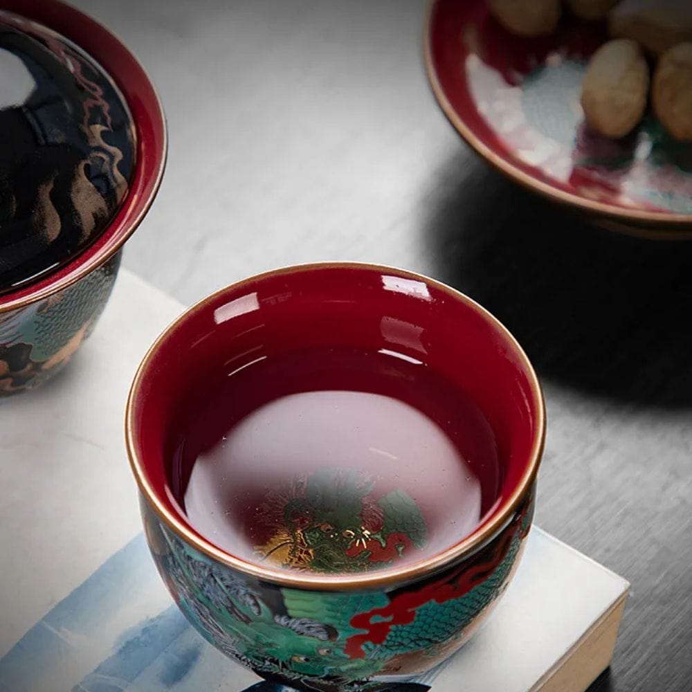Tasse à thé chinoise Dragon en verre émaillé 100 ml
