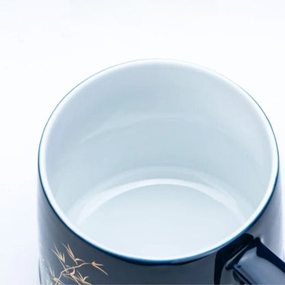 Tasse à thé en céramique avec filtre 400 ml décor chinois