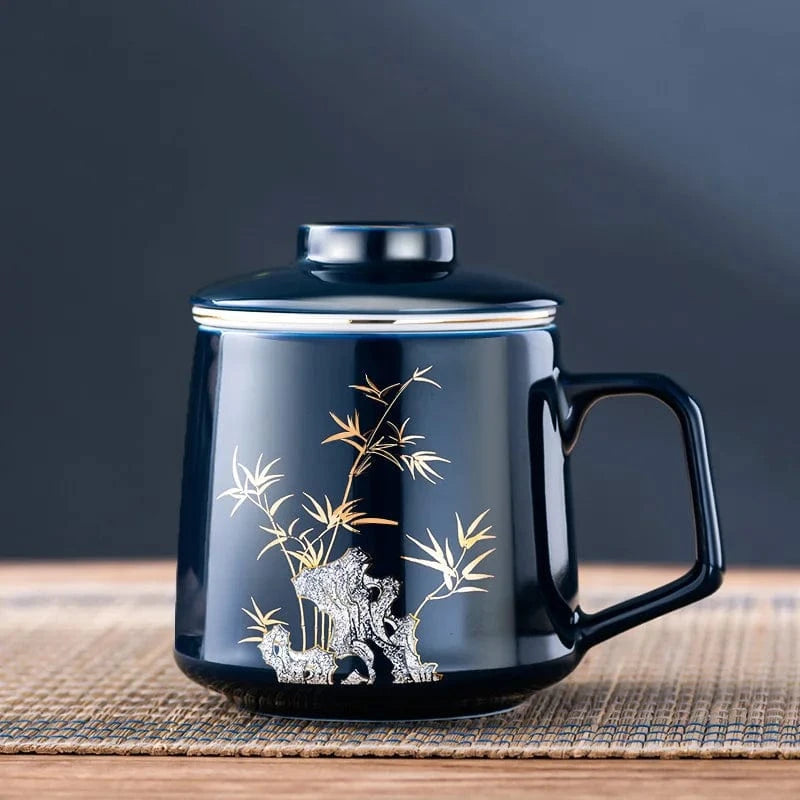 Tasse à thé en céramique avec filtre 400 ml décor chinois