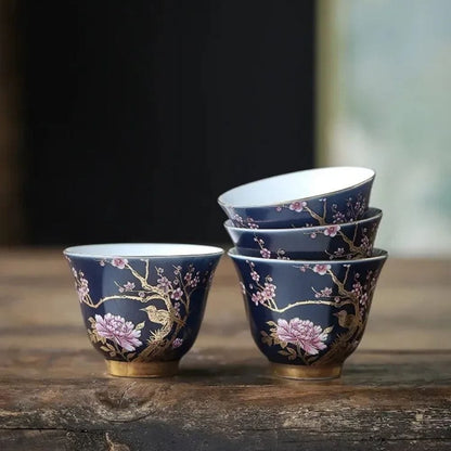 Tasse à thé en céramique dorée Gaiwan ou coffret 6 pièces