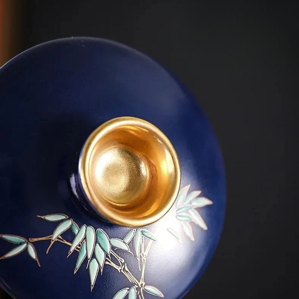 Tasse à thé en céramique dorée Gaiwan ou coffret 6 pièces