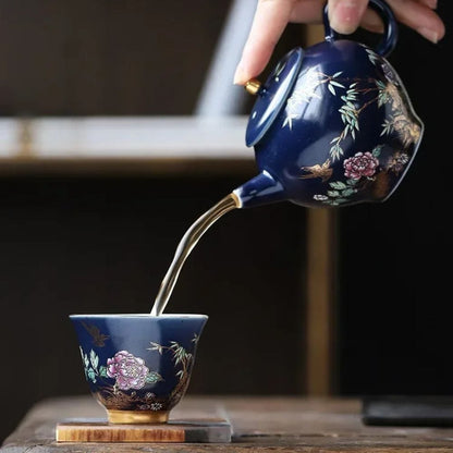 Tasse à thé en céramique dorée Gaiwan ou coffret 6 pièces