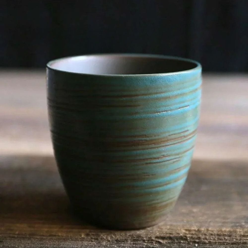 Tasse à thé en grès craquelé peint à la main style vintage zen