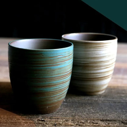 Tasse à thé en grès craquelé peint à la main style vintage zen