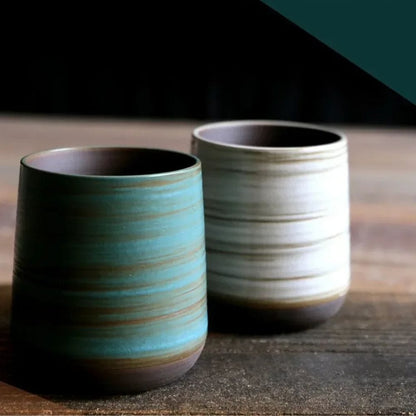 Tasse à thé en grès craquelé peint à la main style vintage zen