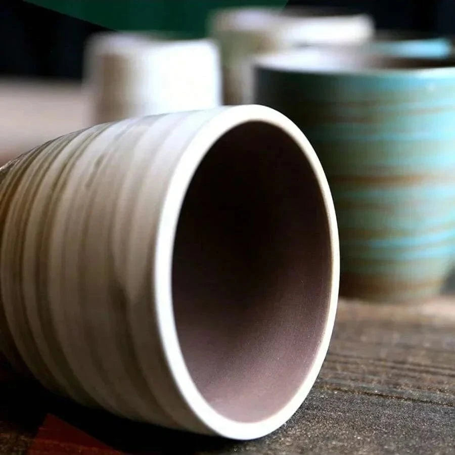 Tasse à thé en grès craquelé peint à la main style vintage zen