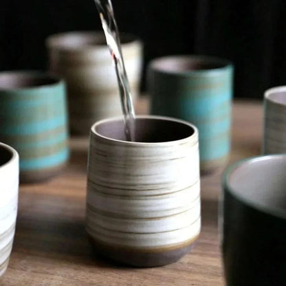 Tasse à thé en grès craquelé peint à la main style vintage zen