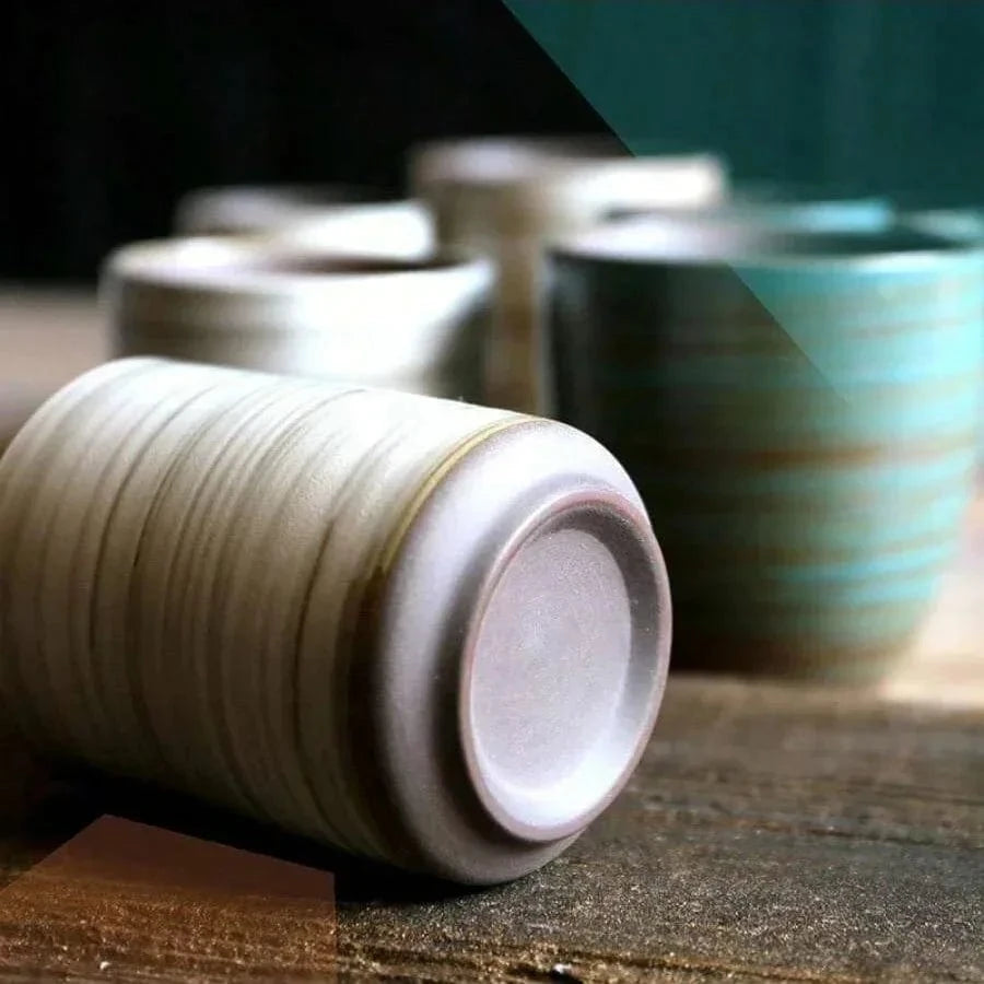 Tasse à thé en grès craquelé peint à la main style vintage zen