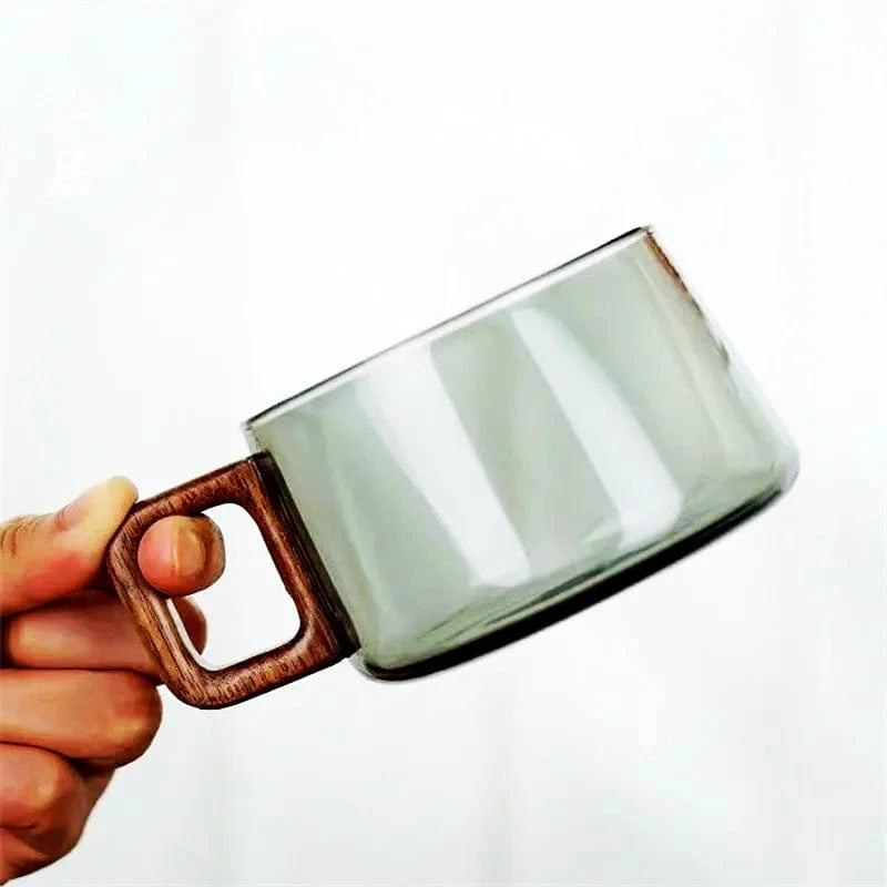 Tasse à thé en verre 200 ml avec plateau bois & cuillère