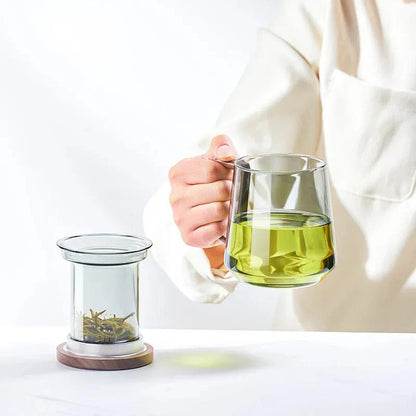 Tasse à thé en verre avec poignée bois 400 ml ou 525 ml