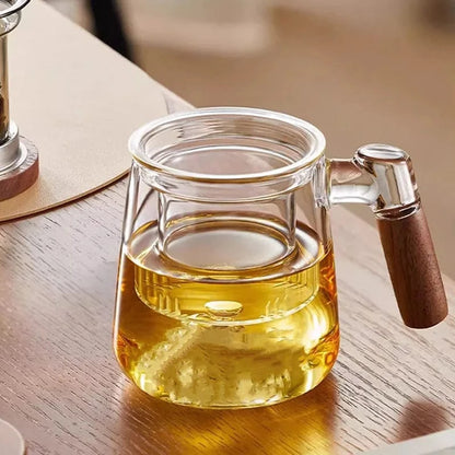 Tasse à thé en verre borosilicate 400 ml avec infuseur & couvercle
