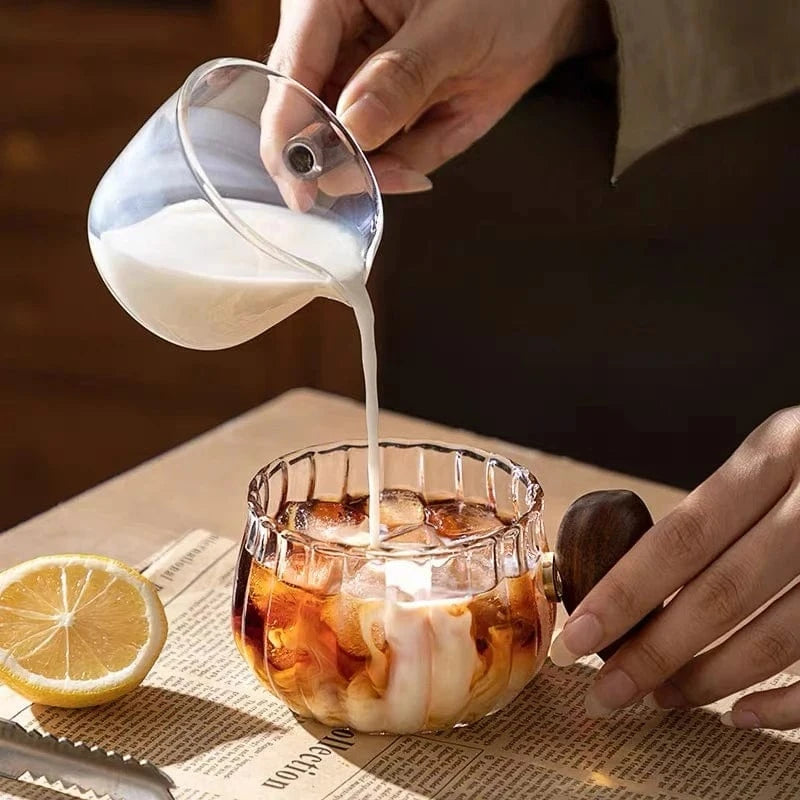 Tasse à thé en verre borosilicate avec anse bois 200 ml