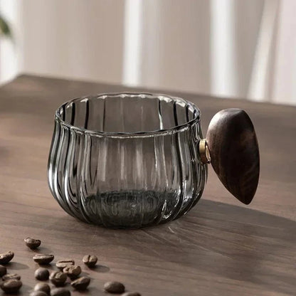 Tasse à thé en verre borosilicate avec anse bois 200 ml