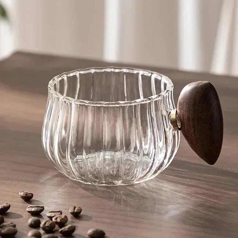 Tasse à thé en verre borosilicate avec anse bois 200 ml