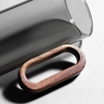 Tasse à thé en verre borosilicate avec anse bois 360 ml résistant