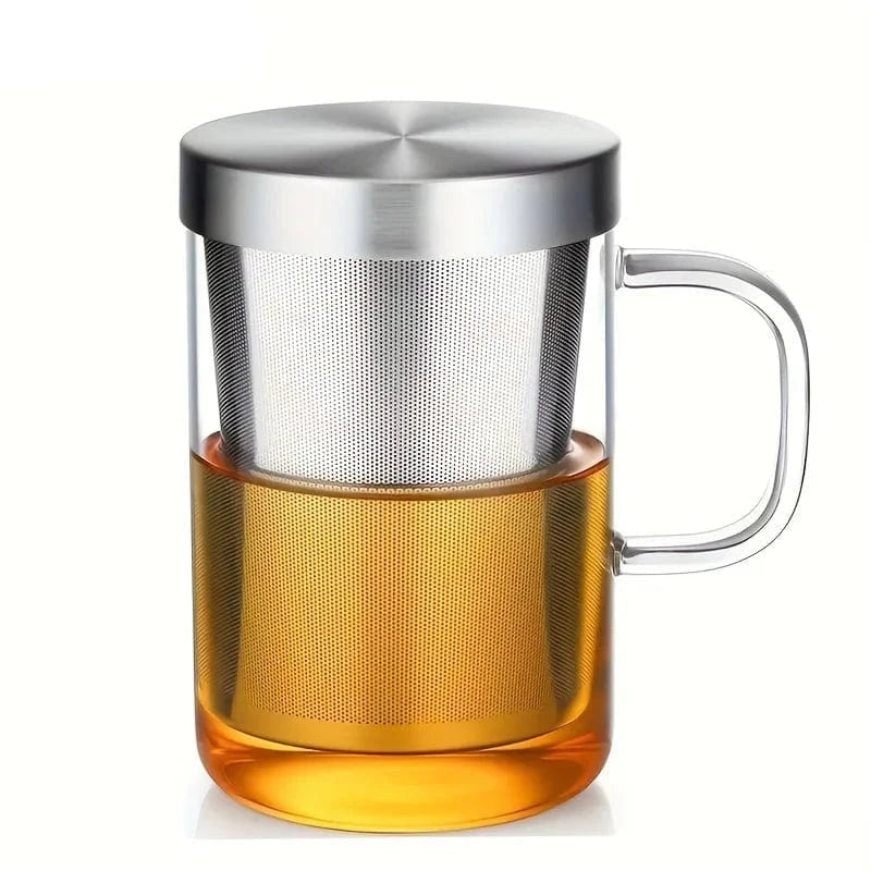 Tasse à thé en verre borosilicate avec infuseur inox 477 ml