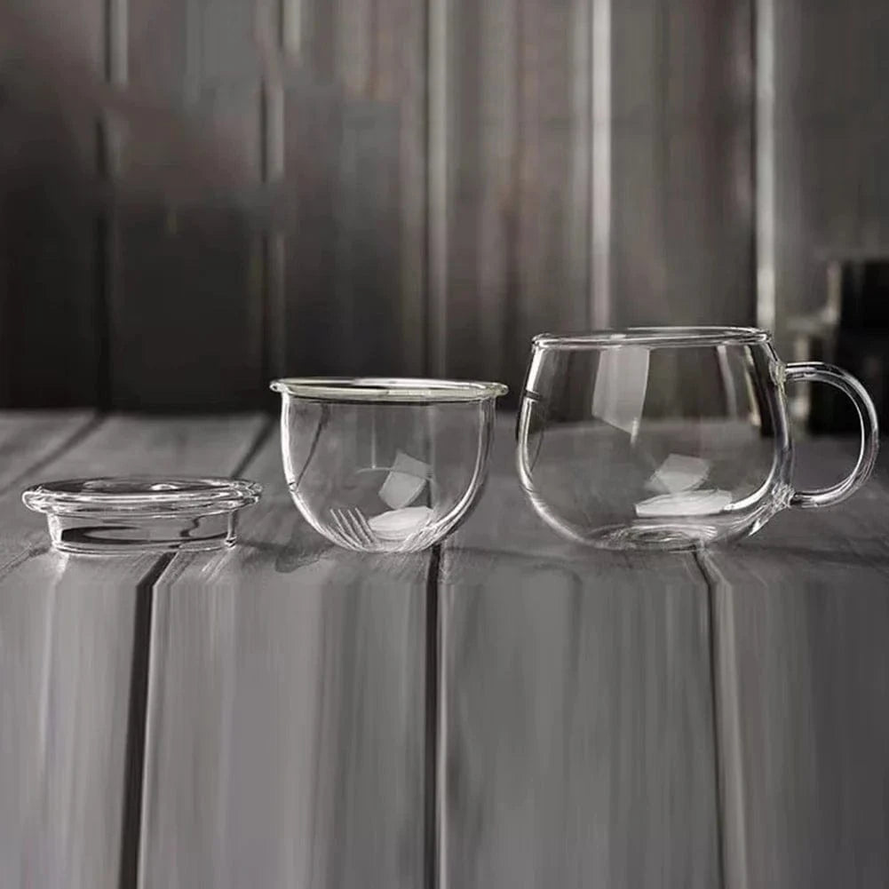 Tasse à thé en verre épais avec couvercle 350 ml