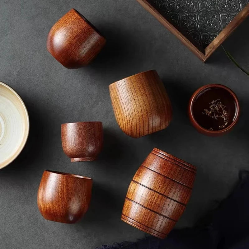 Tasse à thé japonaise en bois massif Artisanat en bois de jujubier (100-200 ml)