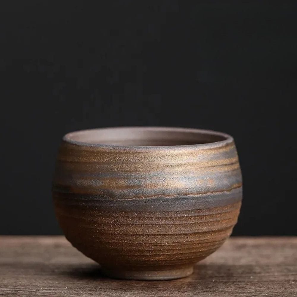 Tasse à thé japonaise en céramique style artisanal pigmenté