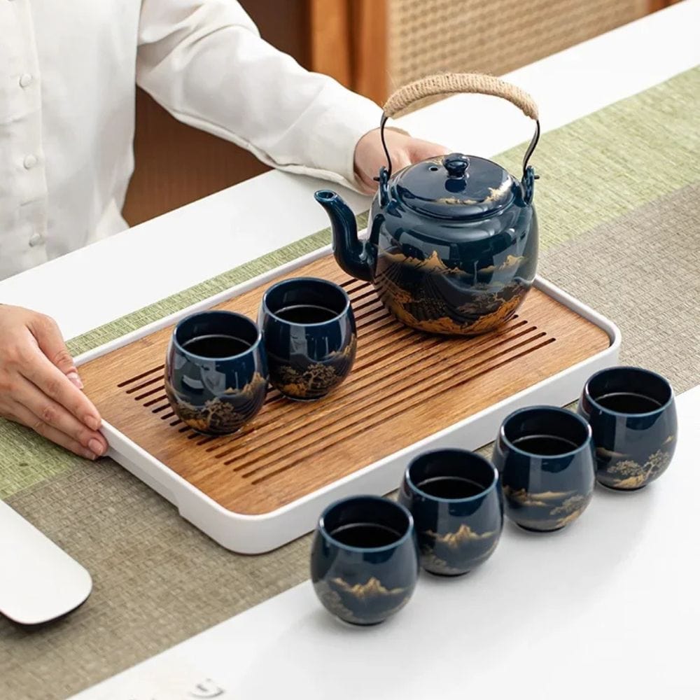 Tasse à thé japonaise noire en céramique 180 ml