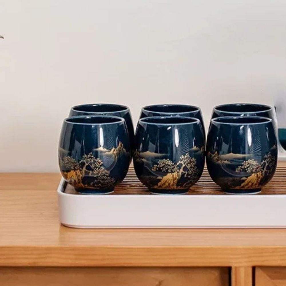 Tasse à thé japonaise noire en céramique 180 ml