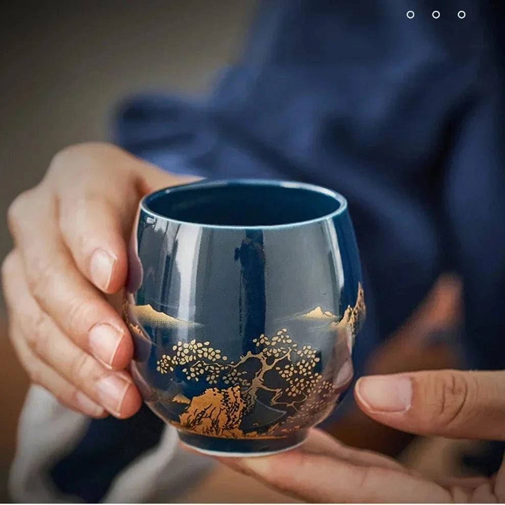 Tasse à thé japonaise noire en céramique 180 ml