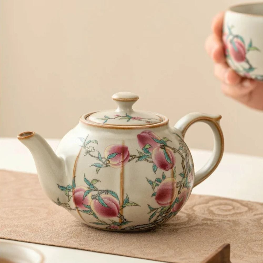 Théière artisanale japonaise rose Set 1 théière + 2 tasses (220 ml)